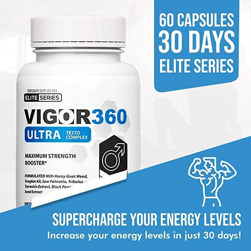 VIGOR 360 ULTRA TESTO COMPLEX - 60 Capsules - 30 Days of Testosterone Rejuvenation - Athletic and Mental Performance Booster.