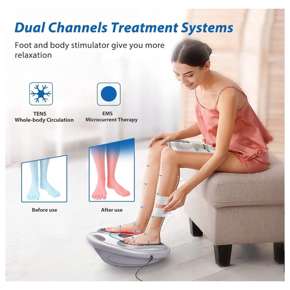 Foot Circulation Stimulator, Electric Foot Massager Improves Circulation, Relieves Foot Swelling, Leg Pain, Neuropathy with Control 25 Modes 99 Intensity Levels Christmas Gifts for Dad Mom FSA