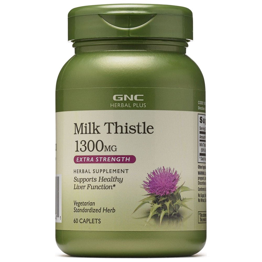 GNC Herbal plus Milk Thistle 1300Mg | Supports Healthy Liver Function | Vegetarian | 60 Count