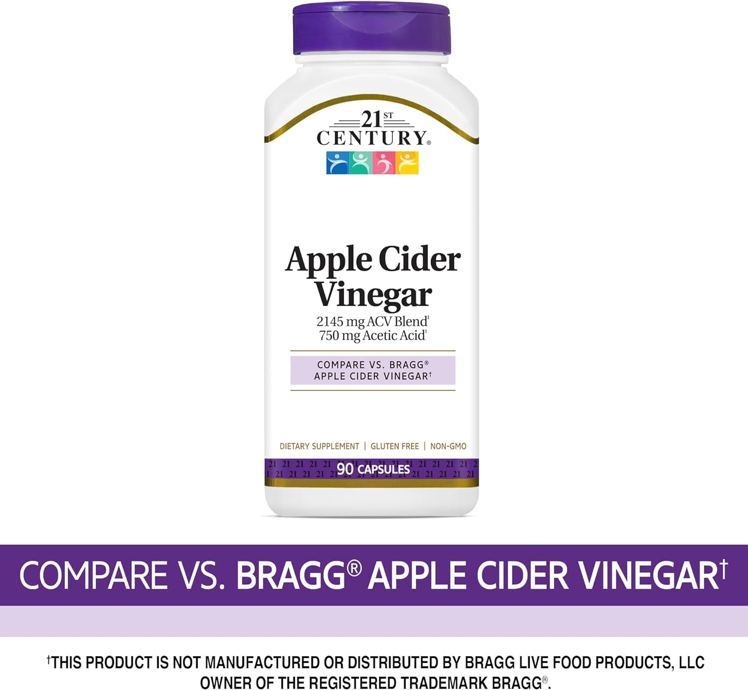 21St Century Healthcare Apple Cider Vinegar, 90 Count Capsules