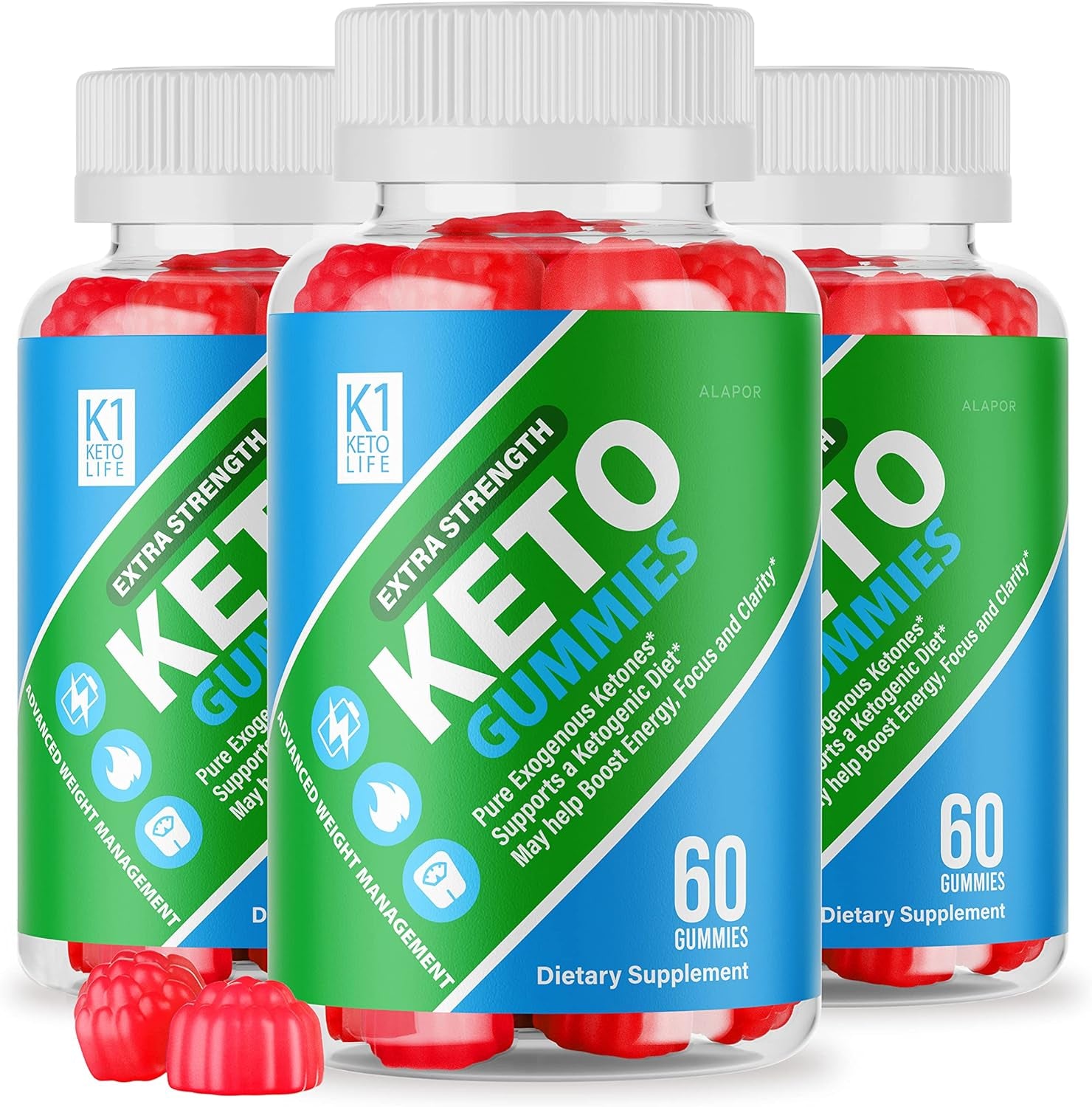 (3 Pack) K1 Keto Life - New Advance K1 Keto Life Gummies, Apple Cider Vinegar Gummies K1 Ketolife, Extra K1 Ketolife Gummy for 90 Days Supply.