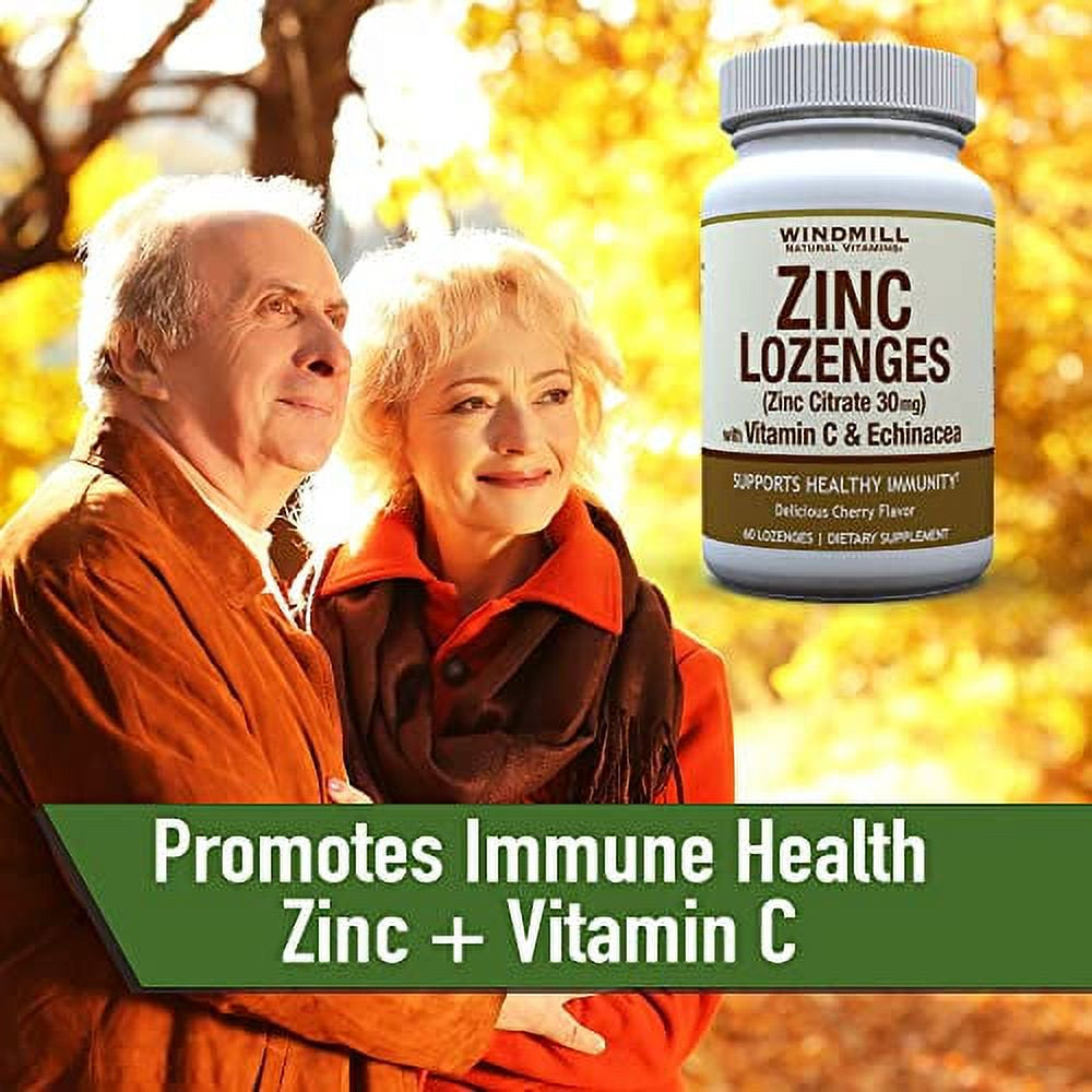 Windmill Health Products Zinc Lozenges with Echinacea and Vitamin C 60 Lozenges, 60 Count