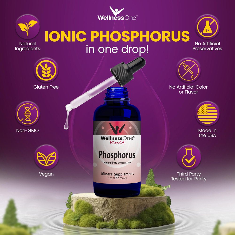 Wellnessone Phosphorus Mineral Drops - Liquid Ionic Mineral Supplement, 50 Ml (50 Servings)