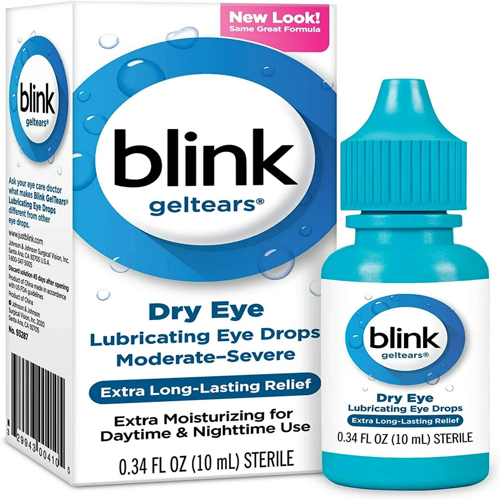 Blink Gel Tears Lubricating Extra Long Lasting Eye Drops, 0.34 Oz, 3 Pack