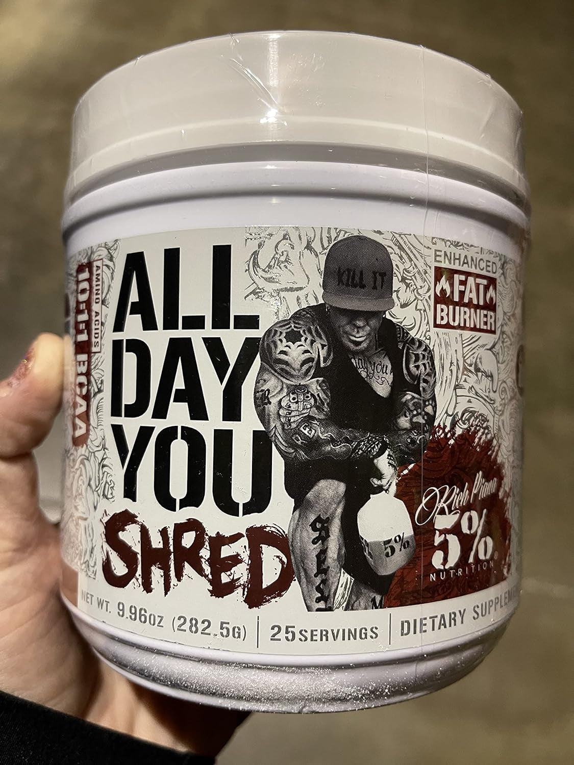 5% Nutrition Rich Piana Alldayyou Shred BCAA Powder | Amino Acid Supplement for Weight Loss | Elite Fat Burning Pre Workout for Energy, Hydration, Endurance & Recovery (Southern Sweet Tea)