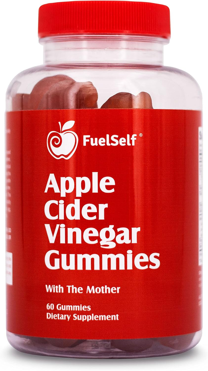 Fuelself Apple Cider Vinegar Gummy Vitamins with the Mother, 1 Pack, 60 Count :: Metabolism Management, Immunity, Detox :: Vegan, Gluten-Free, Vitamin B6, B12, Pomegranate, Beet Root