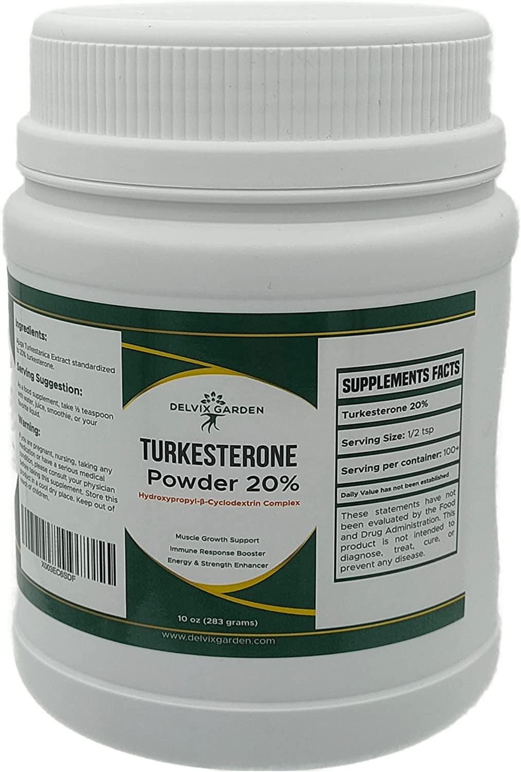 Turkesterone Powder 20%, 10 Oz: Turkesterone Supplement Powder, 10 Oz: Pure Turkesterone Powder with High Potency & Bioavailability; Gluten-Free, Gmo-Free Turkesterone 1200 Mg