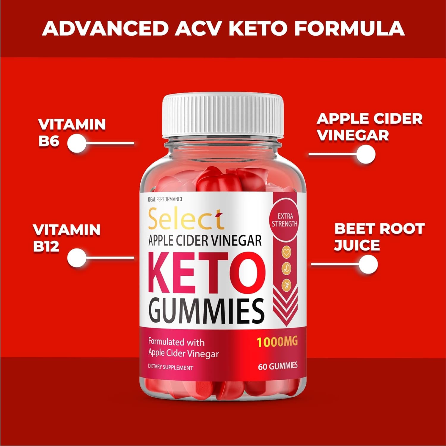 (5 Pack) Select Ketos Gummies Ketos Select ACV Ketos Gummies Supplement (300 Gummies)