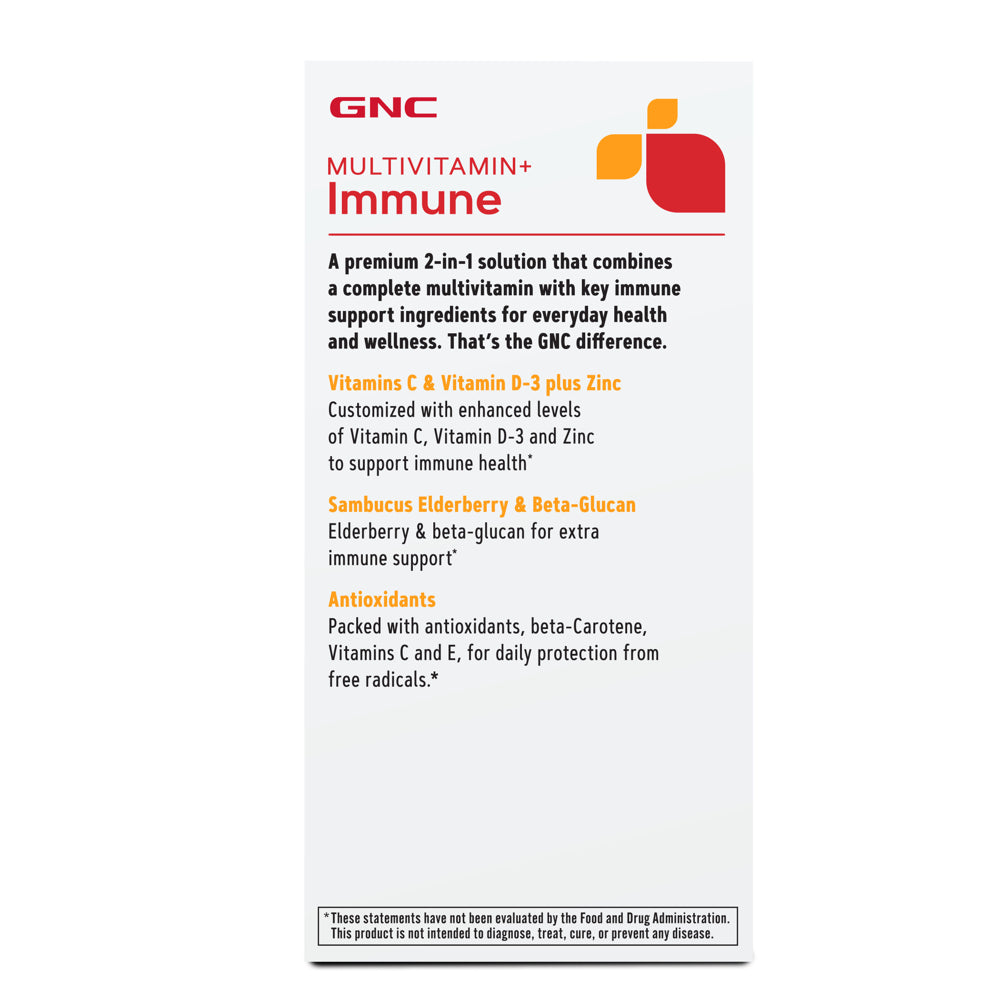 GNC Multivitamin + Immune Formula, 120 Tablets, Complete Multivitamin and Multimineral with Enhanced Support for Immunity