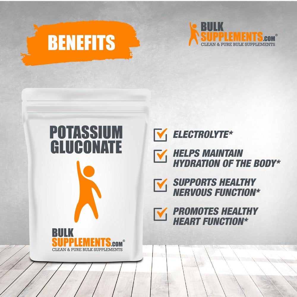 Bulksupplements.Com Potassium Gluconate Powder - Potassium Supplement - Potassium Powder - Vegan Potassium - Potassium Vitamins (250 Grams)