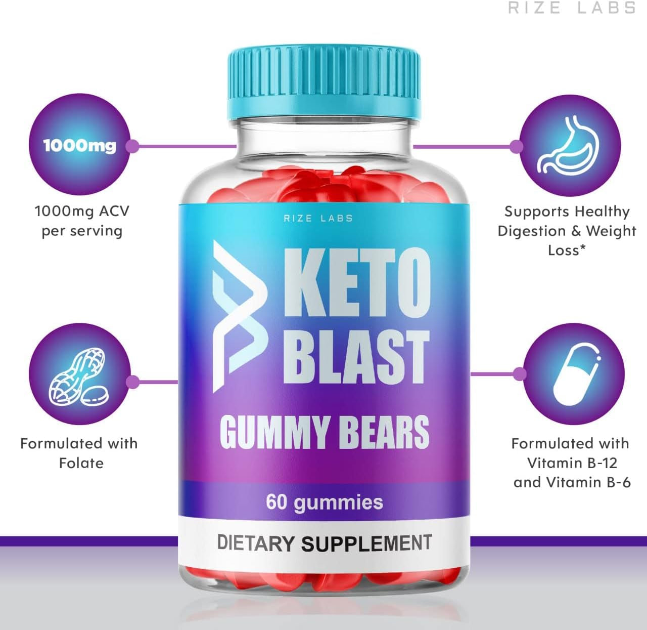 (5 Pack) Keto Blast ACV Gummy Bears Keto Blast ACV Gummies Advanced Formula (300 Gummies)