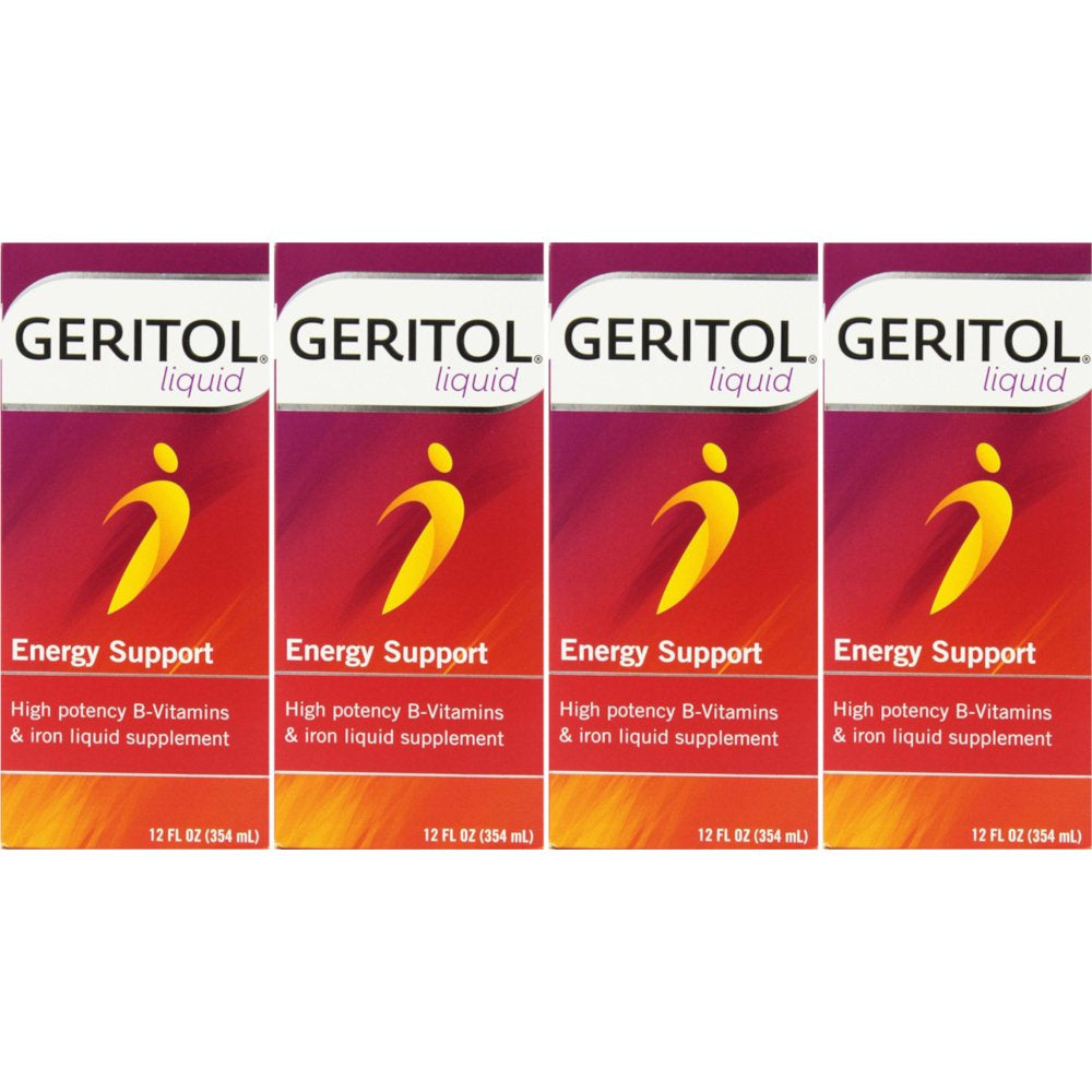 4 Pack Geritol Liquid High Potency Vitamin & Iron Supplement 12Oz Each