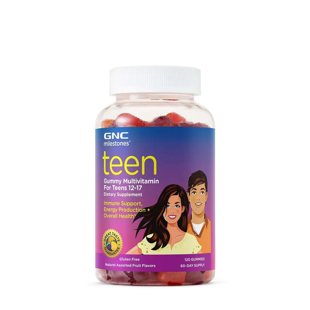 GNC Milestones Teen Multivitamin, Natural Fruit Flavors - 120 Gummies (60 Servings)