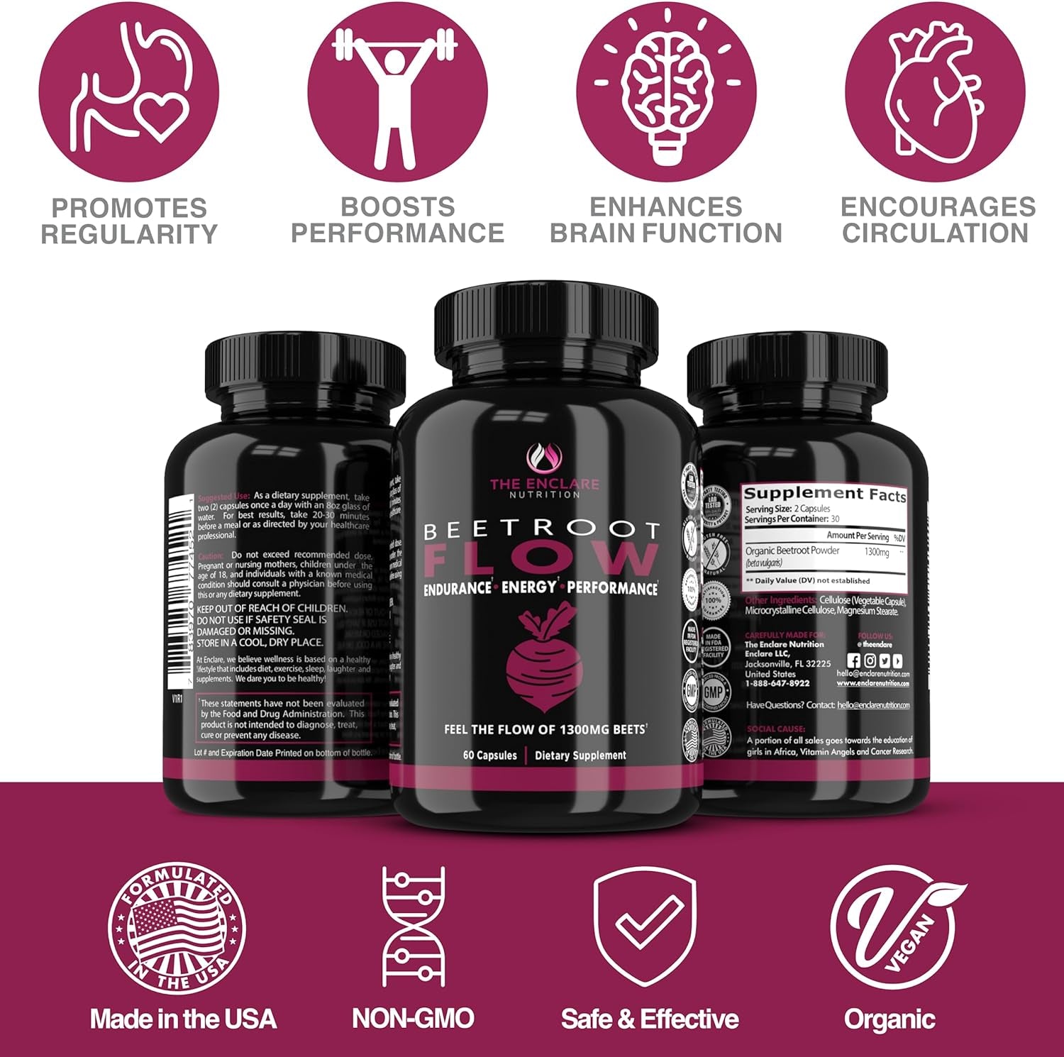 Beet Root Capsules Organic Beet Root Powder 1300Mg | Natural Nitric Oxide Booster, Nitrate Supplement, Heart Health, Energy, Athletic Performance