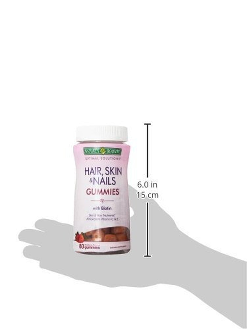 Nature'S Bounty Optimal Solutions Hair, Skin and Nails Gummies with Biotin, Strawberry Flavored 80 Ea (Pack of 2)