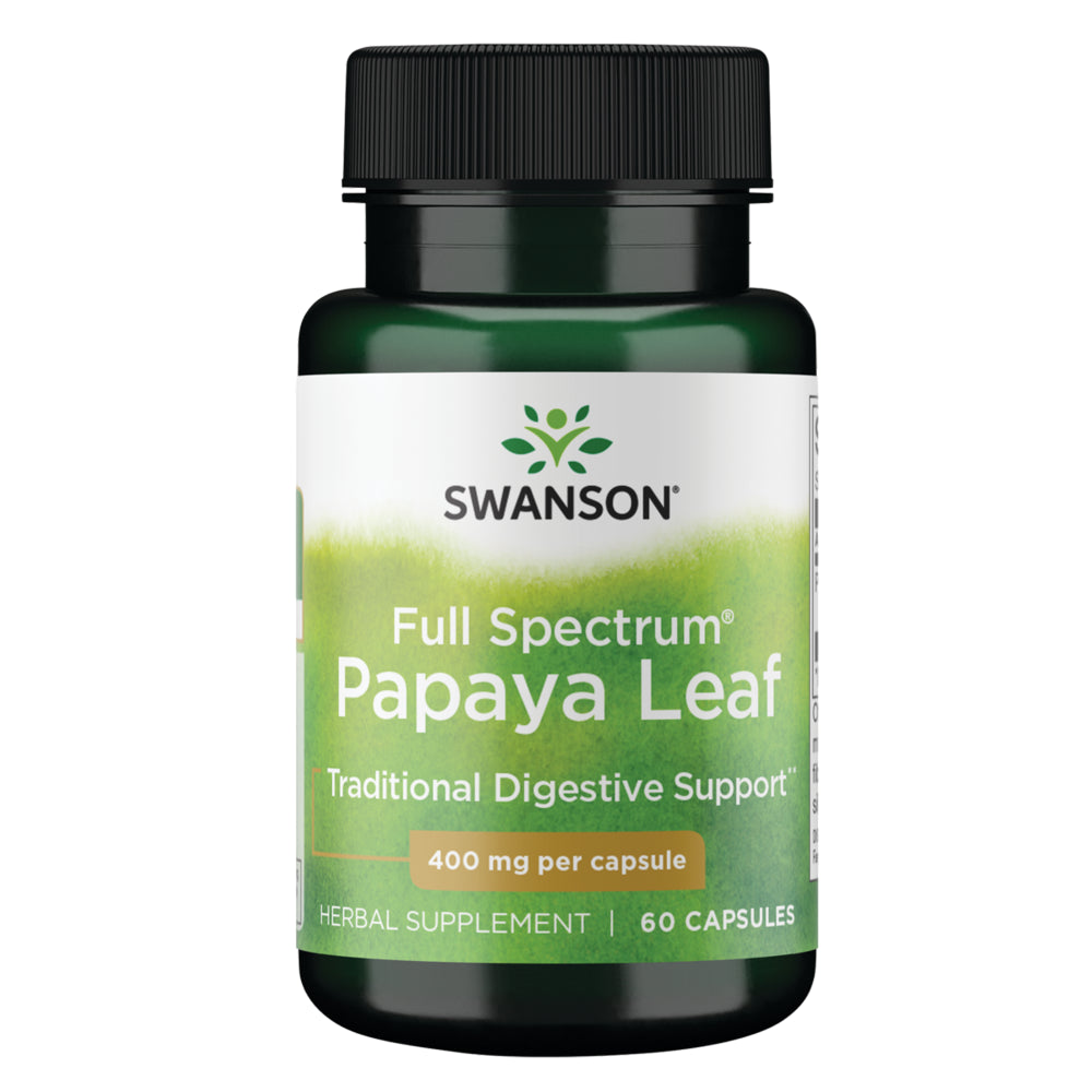 Swanson Full Spectrum Papaya Leaf Capsules, 400 Mg, 60 Count