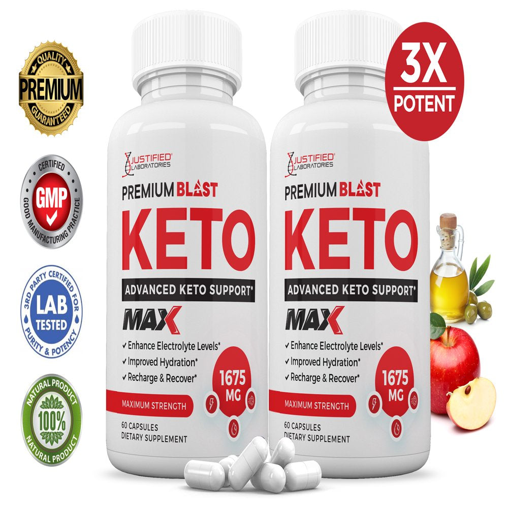 (2 Pack) Premium Blast Keto ACV MAX Pills 1675Mg Dietary Supplement 120 Capsules