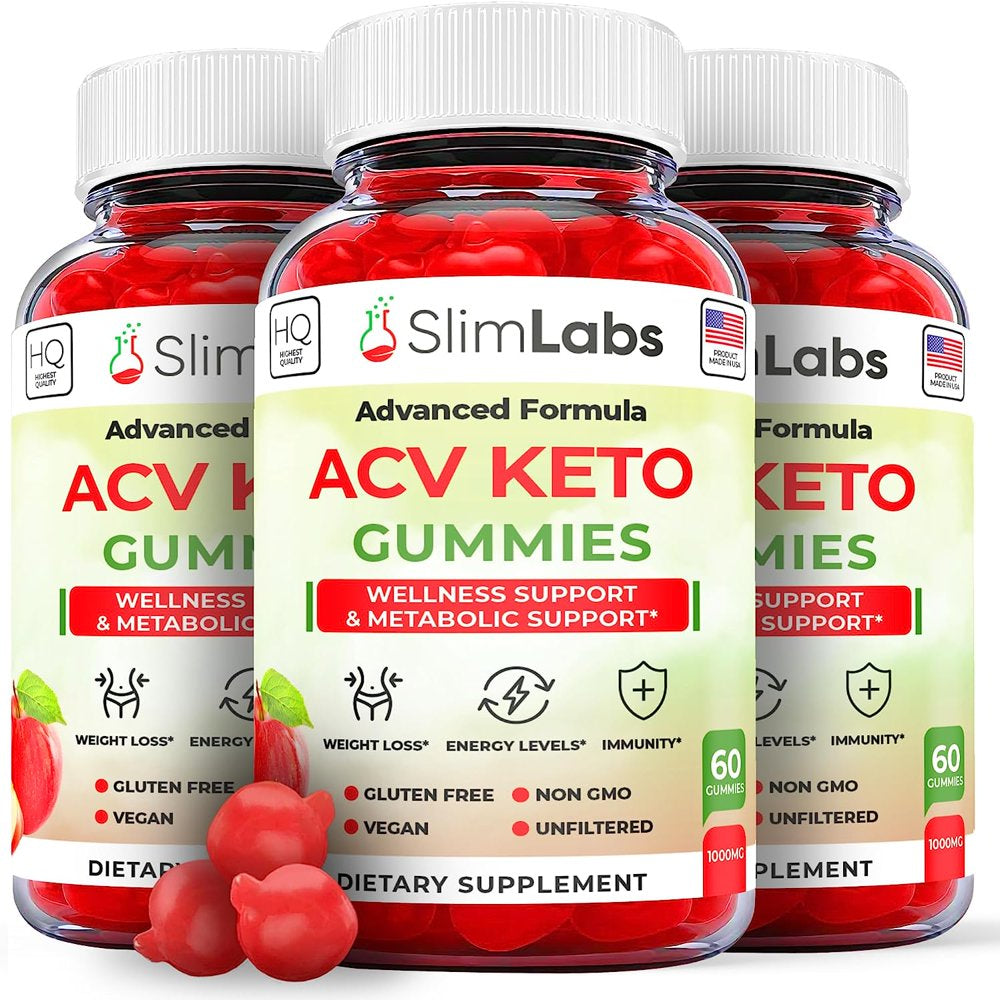 (3 Pack) Slim Labs Keto ACV Gummies - Supplement for Weight Loss - Energy & Focus Boosting Dietary Supplements for Weight Management & Metabolism - Fat Burn - 180 Gummies