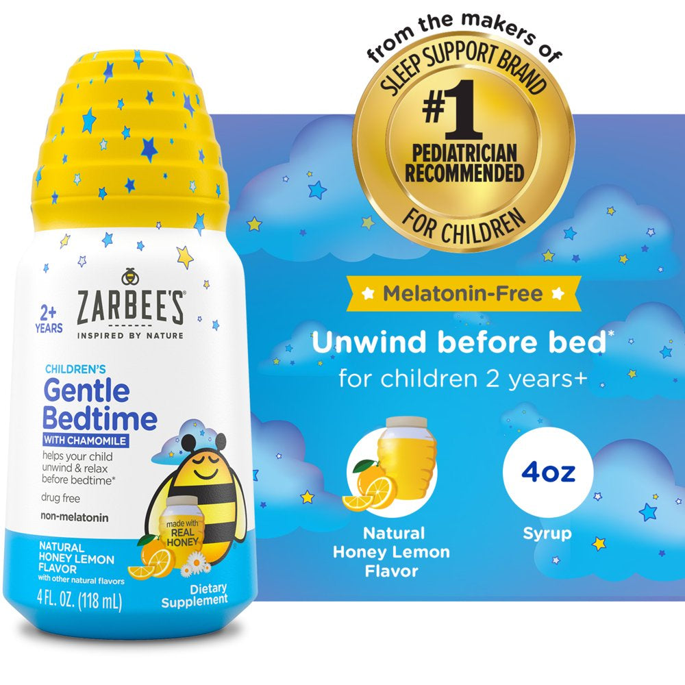 Zarbee'S Gentle Bedtime - Melatonin Free - Natural Chamomile, Honey & Lemon, 4Oz