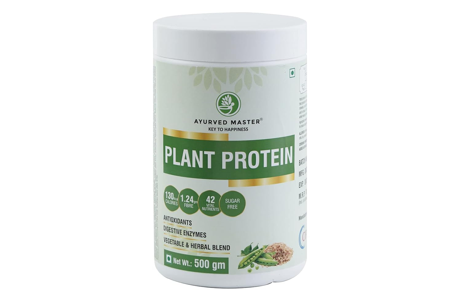 100% Plant Based Protein Powder Blend, Chocolate Flavor, Vegan, Added Digestive Enzymes & Antioxidants | Unisex |500Gm