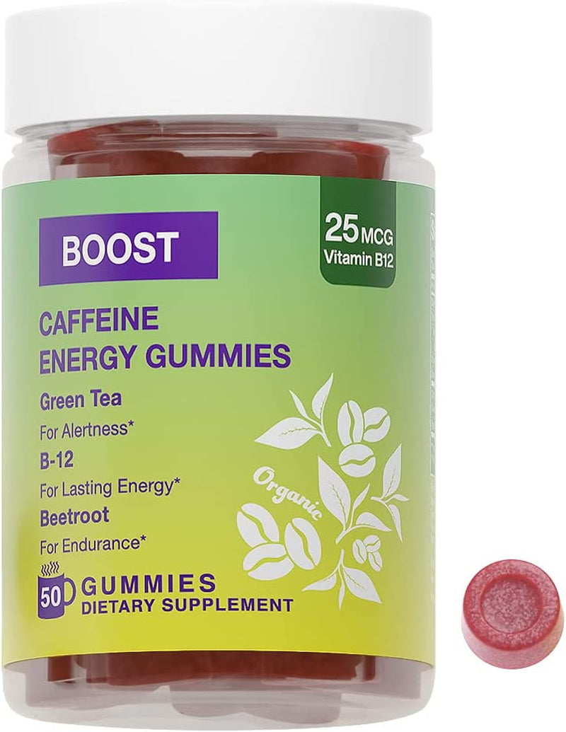 Vitamin B12 Gummies for Adults - Energy Gummies with Green Tea Extract for Alertness and Beetroot for Endurance - Vegan and Gluten Free Caffeine Gummies - Low Sugar Energy Vitamins for Women and Men