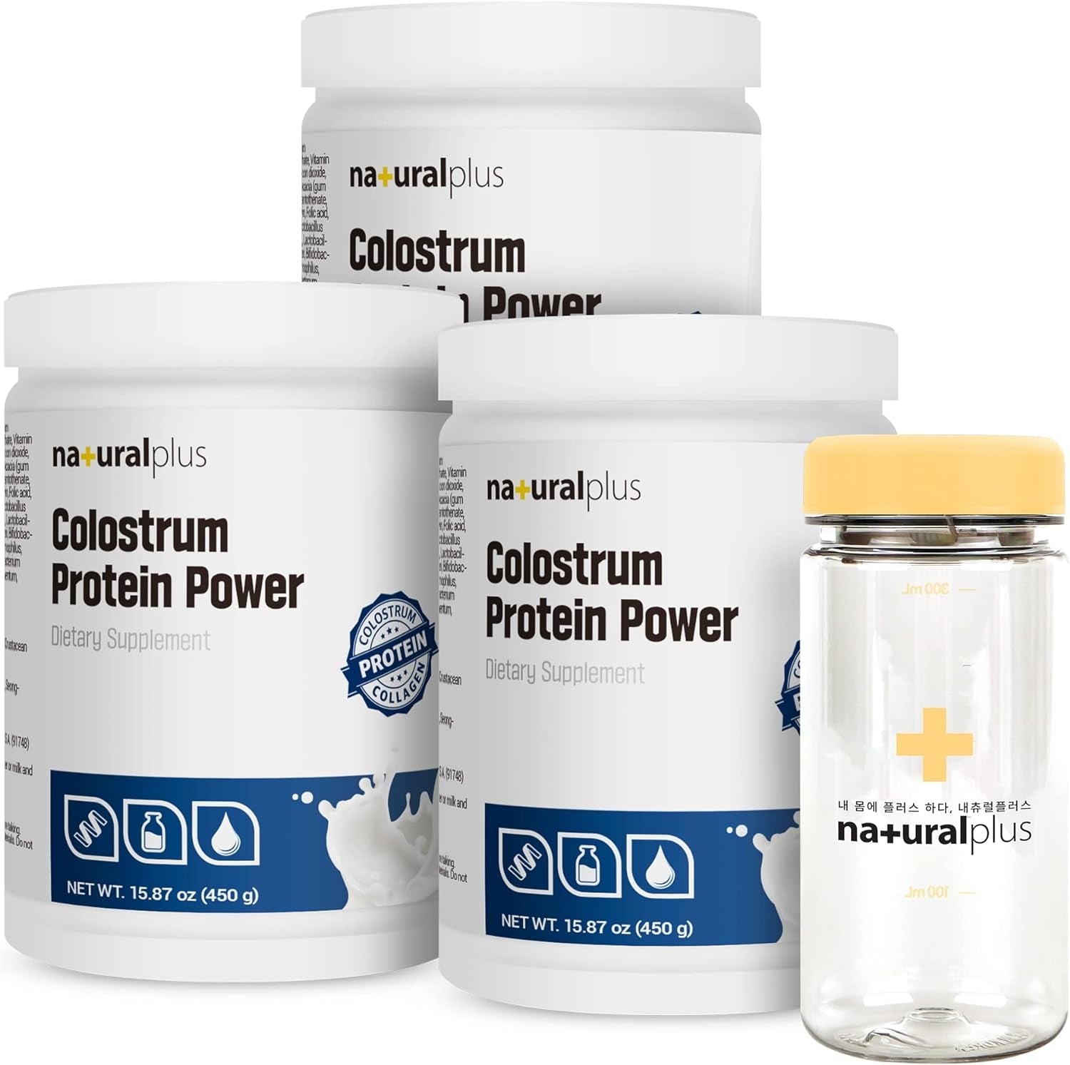 NATURALPLUS 3 Pack Bundle Colostrum Protein Powder Power, Fortifying Muscle with WPC, WPI, ISP, Collagen, Amino Acids, Bcaas, Vitamins Minerals Lactobacillus for Men & Women, Rich Milk Flavor, 47.61Oz