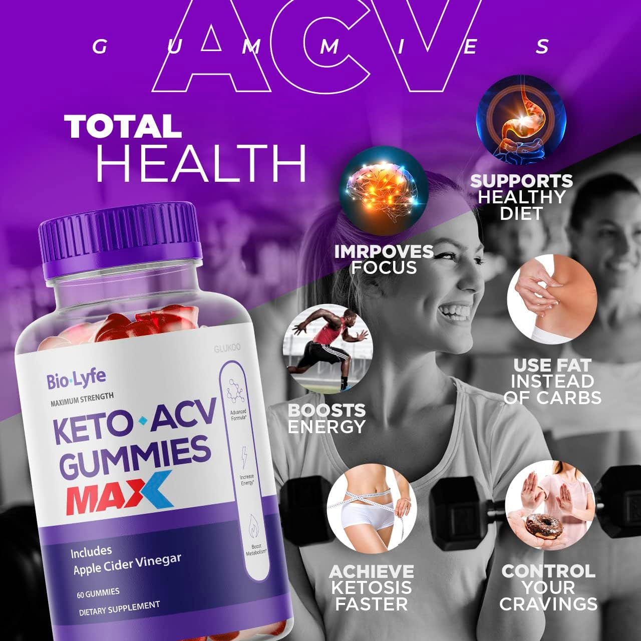 (2 Pack) Biolyfe Max Keto ACV Gummies - Biolife Gummys Formula, Bio Lyfe + Gummy S, Byolyfe, Byolife, Maxx ACV, Biolyfe Keto ACV Gummies Maximum Strength, Lifes, Biolyfe Gummies plus for 60 Days