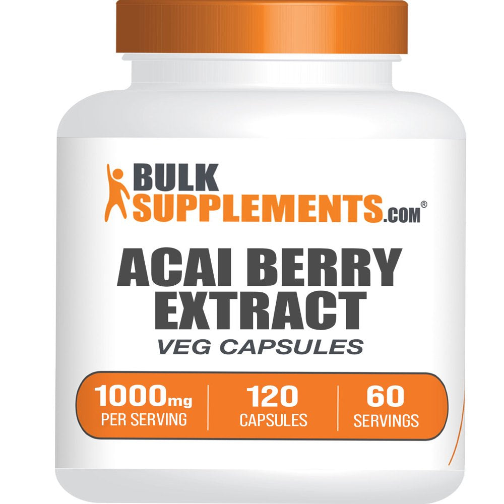 Bulksupplements.Com Acai Berry Extract Capsules, 1000Mg - Energy, Immune, & Skin Support Supplements (120 Veg Capsules - 60 Servings)