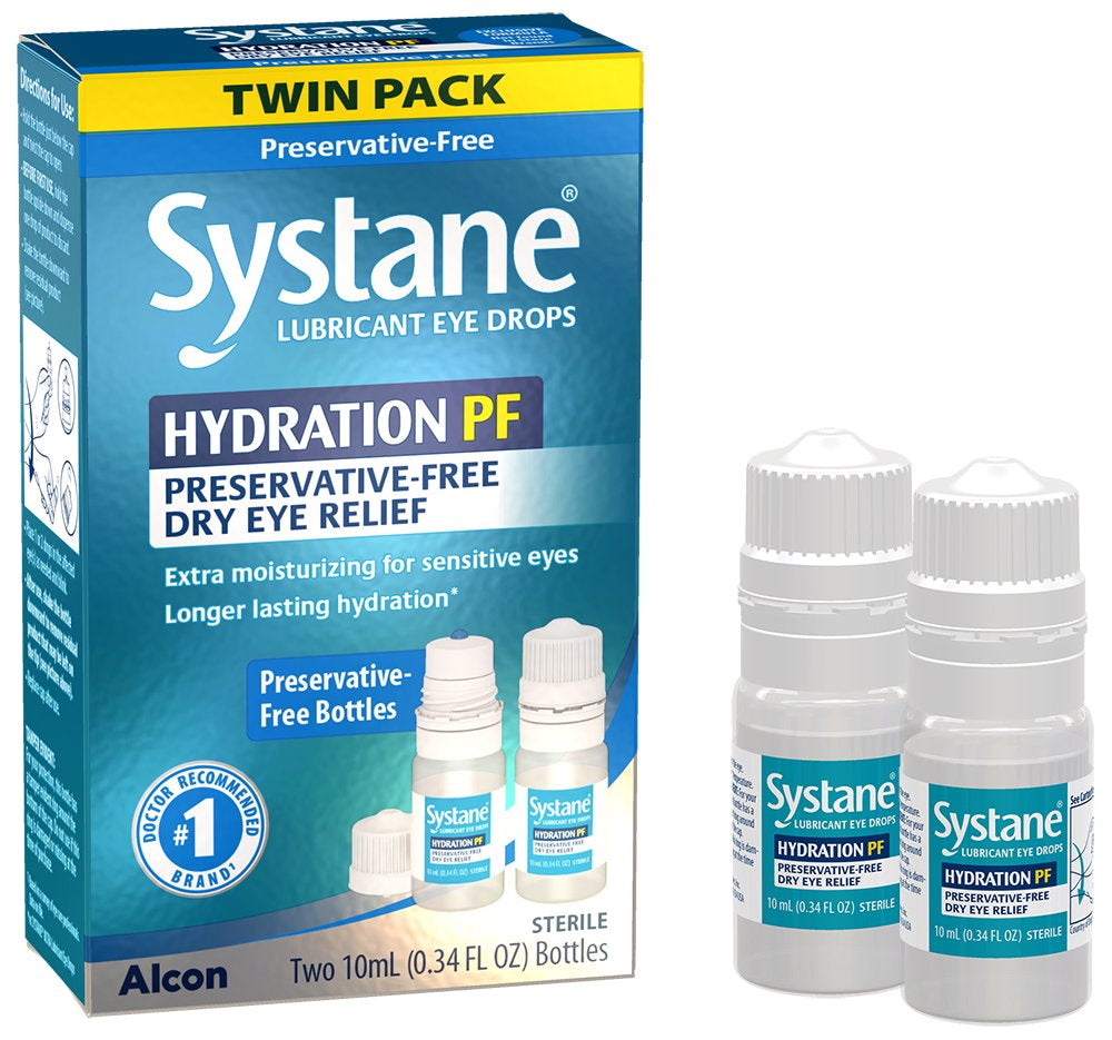 Systane Hydration Preservative Free Eye Drops for Dry Eyes, Twin Pack