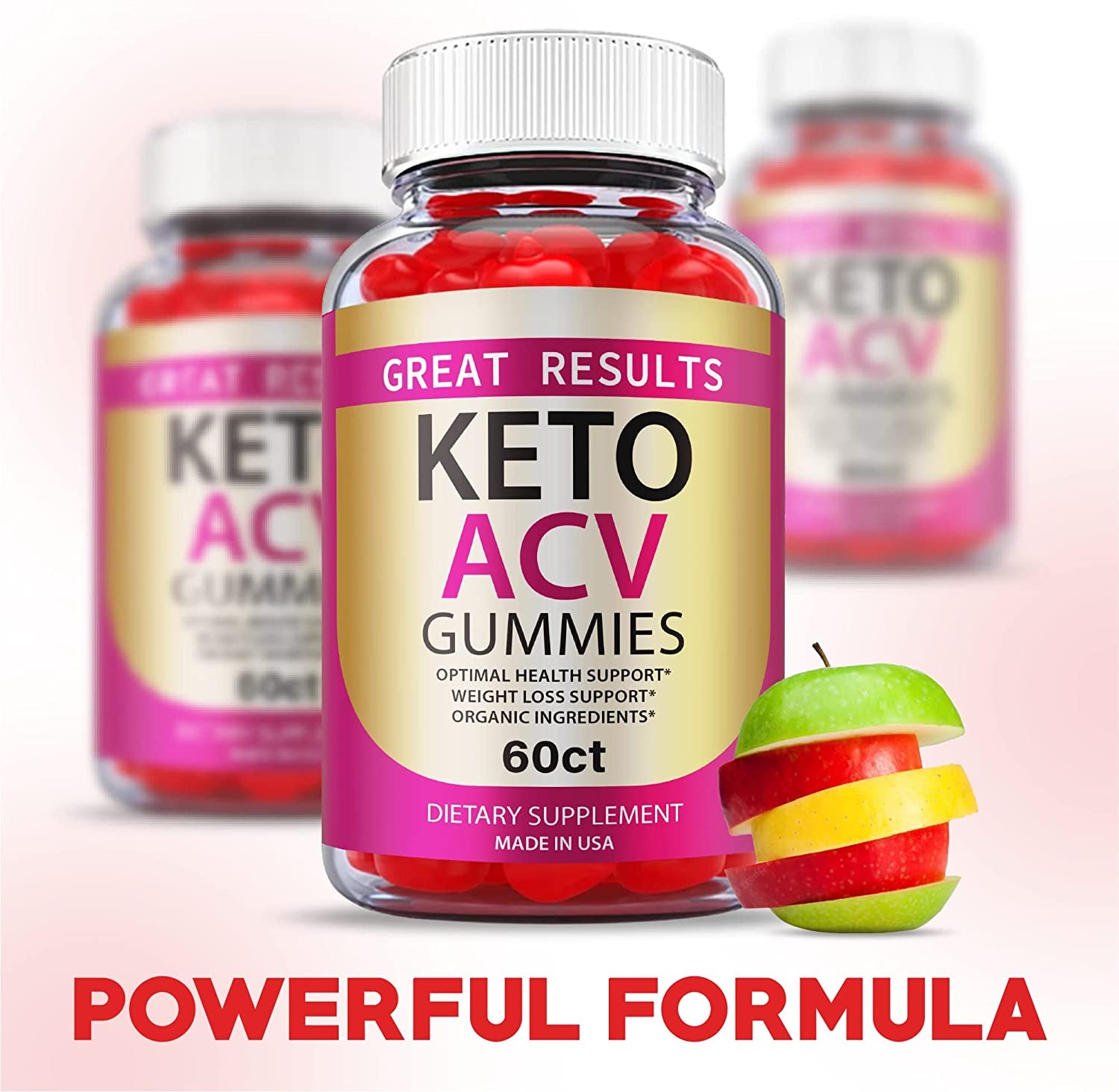 (3 Pack) Great Results Keto ACV Gummies - Vegan 1000Mg Apple Cider Vinegar, Advanced Formula, Vitamin B (180 Gummies)