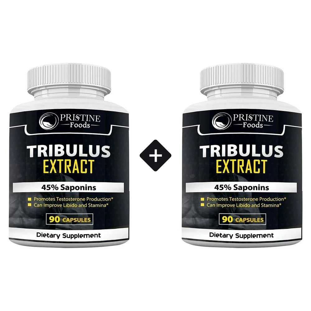 2 Pack Tribulus Extract Testosterone Booster for Men - 45% Saponins Increase Sexual Drive, Libido & Stamina Testosterones Supplement - 90 Capsules