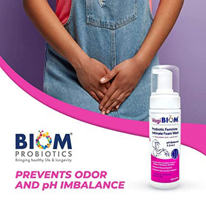 Vagibiom Probiotic Natural Vaginal Wash, Feminine Intimate Moisturizing Foam for Odor and Discomfort, 5 Oz