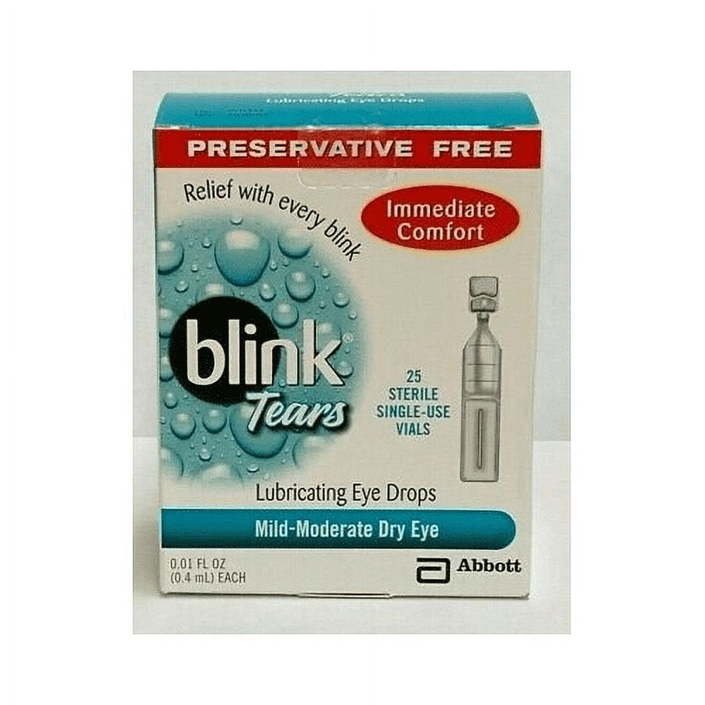 Blink Tears Dry Eye Lubricating Eye Drops Mild-Moderate 0.01 Fl Oz 25 Sterile Single-Use Vials - 2 Pack