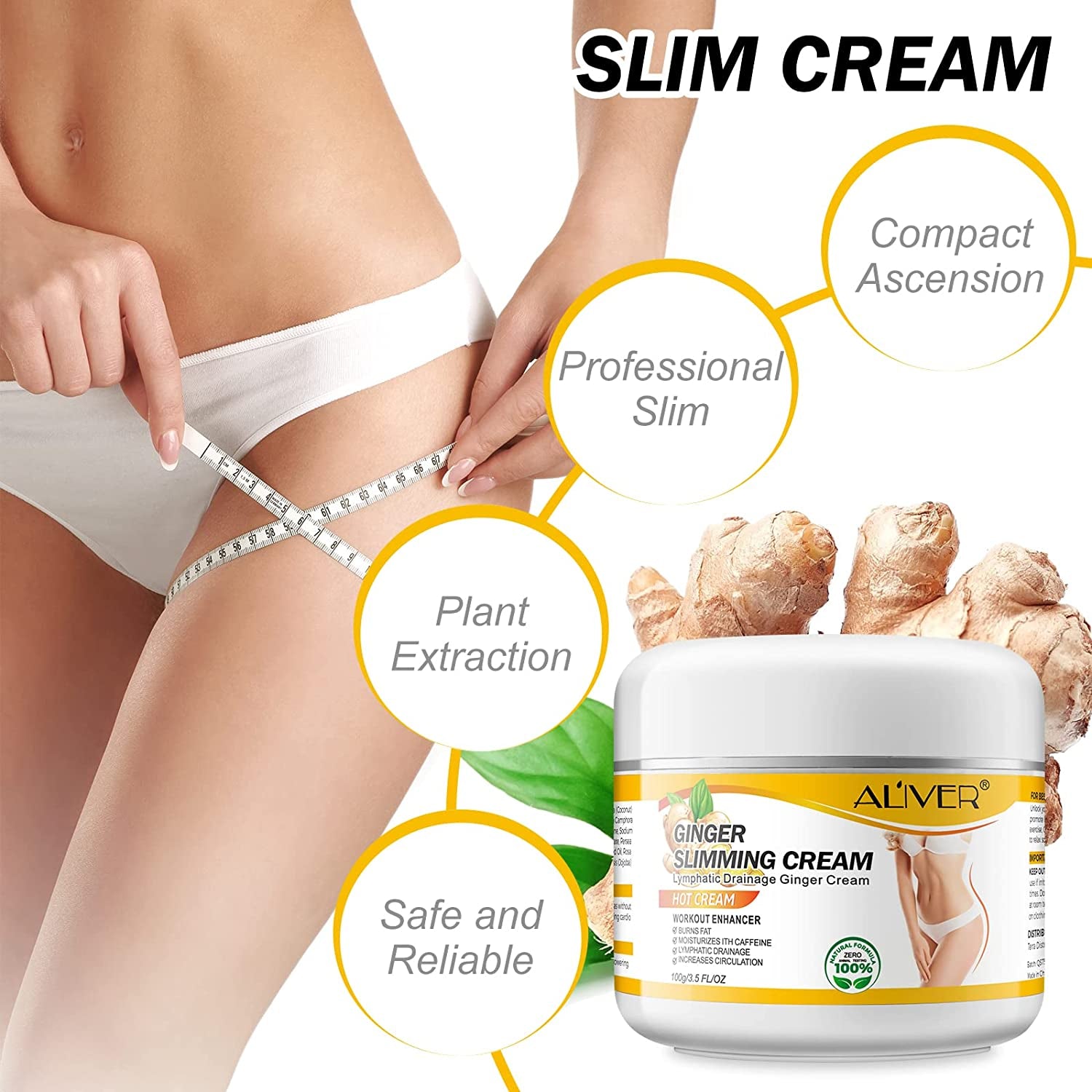 2PCS VOGSIG Ginger Slimming Cream - anti Cellulite, Fat Burning, Tightening & Moisturizing, 1Oz Each