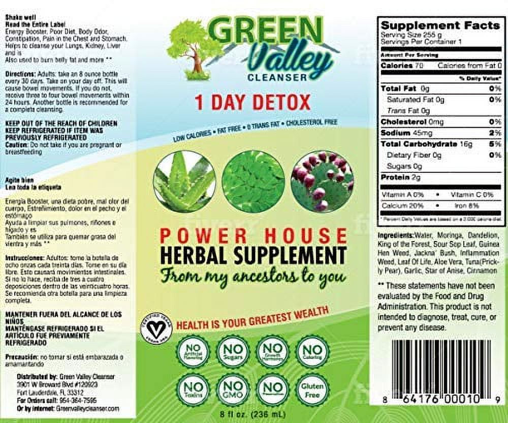Green Valley 1 Day Colon Liquid Cleanse Formula and Liver Detox