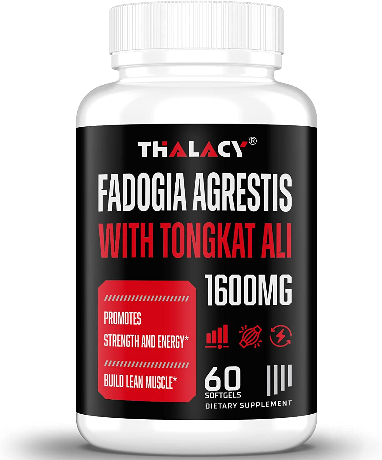 Thalacy 1600Mg Fadogia Agrestis Tongkat Ali Supplement, Fadogia Agrestis Extract for Men with Ashwagandha - Maximum Strength, 60 Softgels