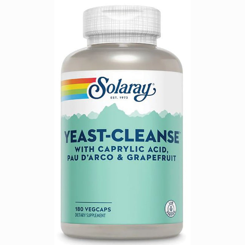 Solaray Yeast-Cleanse | with Caprylic Acid, Pau Darco, Grapefruit Seed Extract & Tea Tree Oil | Healthy Cleansing Support | 30 Servings | 180 Vegcaps