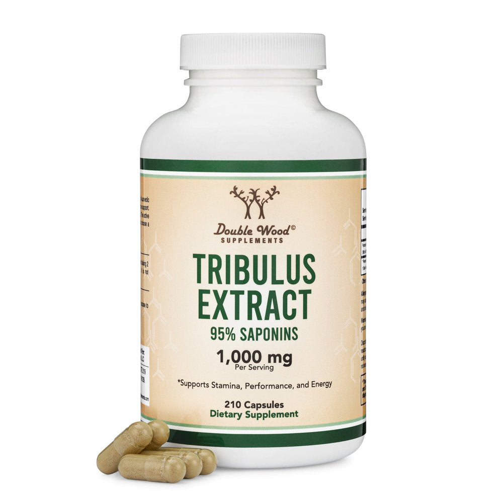 Tribulus Terrestris for Men Purest 95% Steroidal Saponin Content 210 Capsules, 1,000Mg Concentrated Natural Fruit Extract, Testosterone and Libido Support by Double Wood Supplements