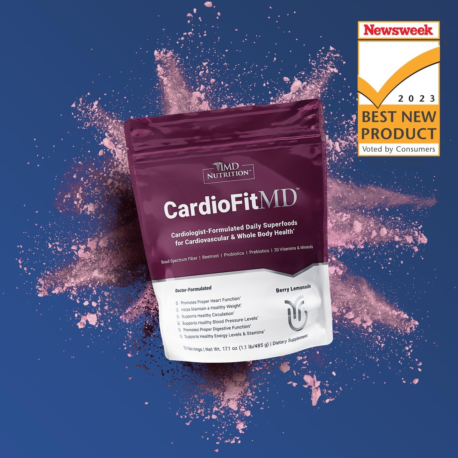 1MD Nutrition Cardiofitmd - Vegan Beets Superfood Keto-Friendly Heart Health Powder - High Fiber Nutritional Supplement Drink - 30 Servings (2-Pack)