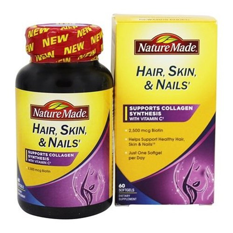 Nature Made Hair, Skin and Nails with Biotin Softgel, 60 Ea, 2 Pack