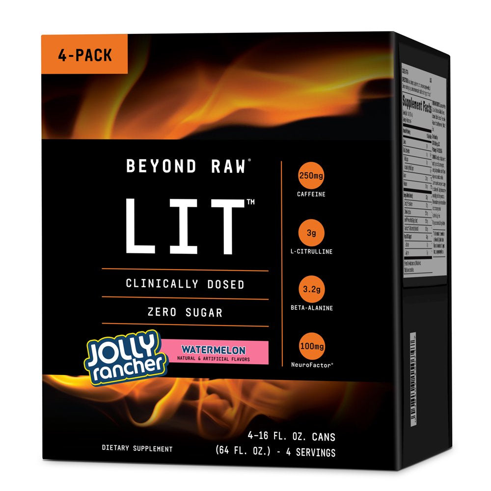LIT™ On-The-Go Pre-Workout Energy, Jolly Rancher® Watermelon, 16 Fl Oz (4-Pack)