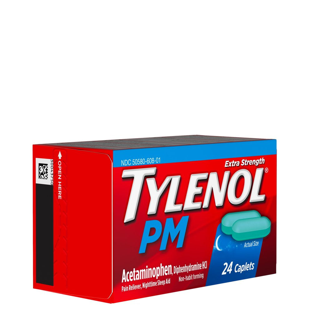 Tylenol PM Extra Strength Pain Reliever & Sleep Aid Caplets, 24Ct