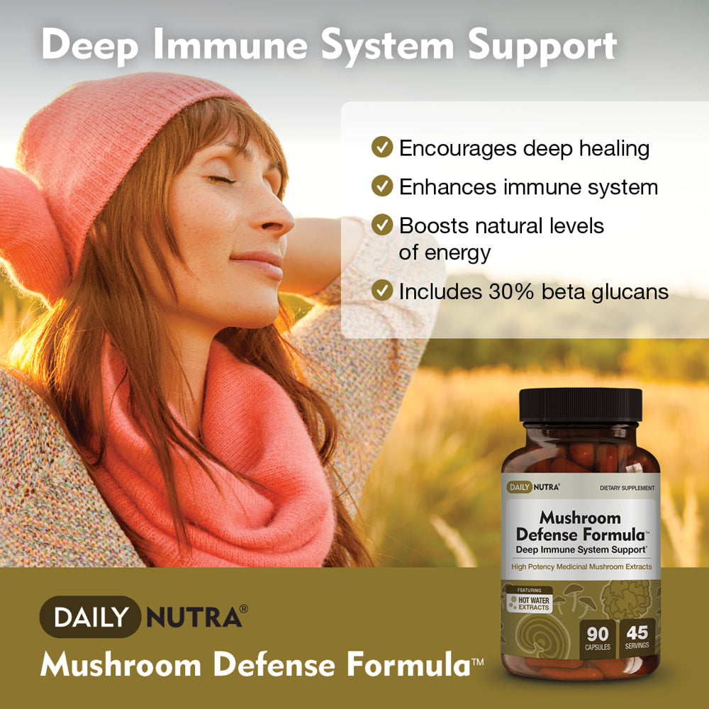 Mushroom Defense Formula by Dailynutra - Immune Support Supplement | Organic Mushrooms, Hot Water Extracted - Reishi, Chaga, Maitake, Shiitake & Turkey Tail (90 Capsules)