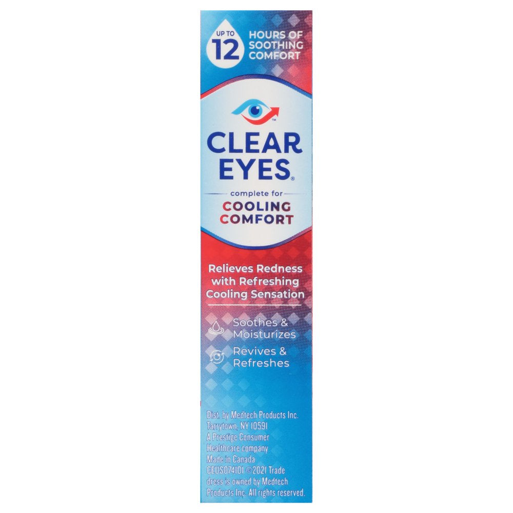 Clear Eyes Cooling Comfort Relief Lubricant Eye Drops, 0.5 Fl Oz