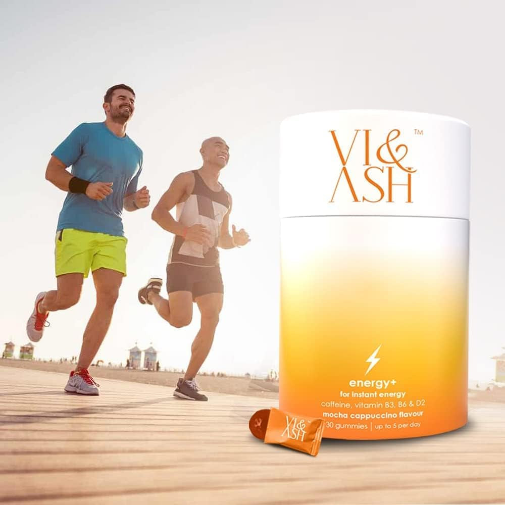 VI & ASH Energy Gummies for Power Boosting | Caffeine, Multivitamins Mocha Cappuccino Flavour Fast-Acting Energy Power Supplement for Increased Energy & Focus 30 Gummies for Men & Women (30 Day Pack)