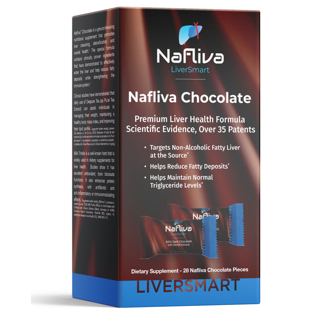 GMP Certified Nafliva Liver Smart Dark Chocolate, Liver Support, Peppermint Flavor with Pu’Er Tea Extract, Milk Thistle, Weight Management, Blood Health Balance (28 Count) by Naturekue