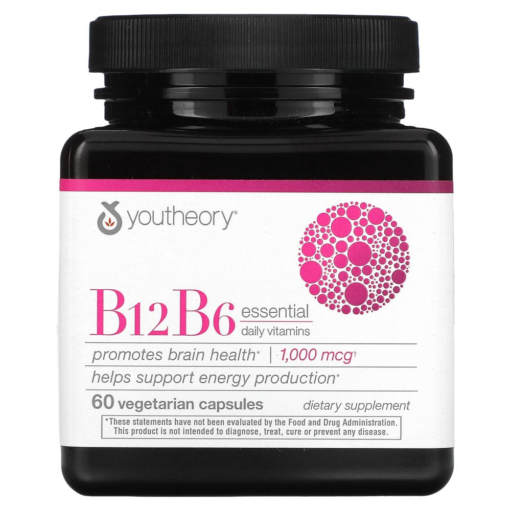 Youtheory - Vitamin B12 B6 Essential Daily Vitamins - 60 Vegetarian Capsules