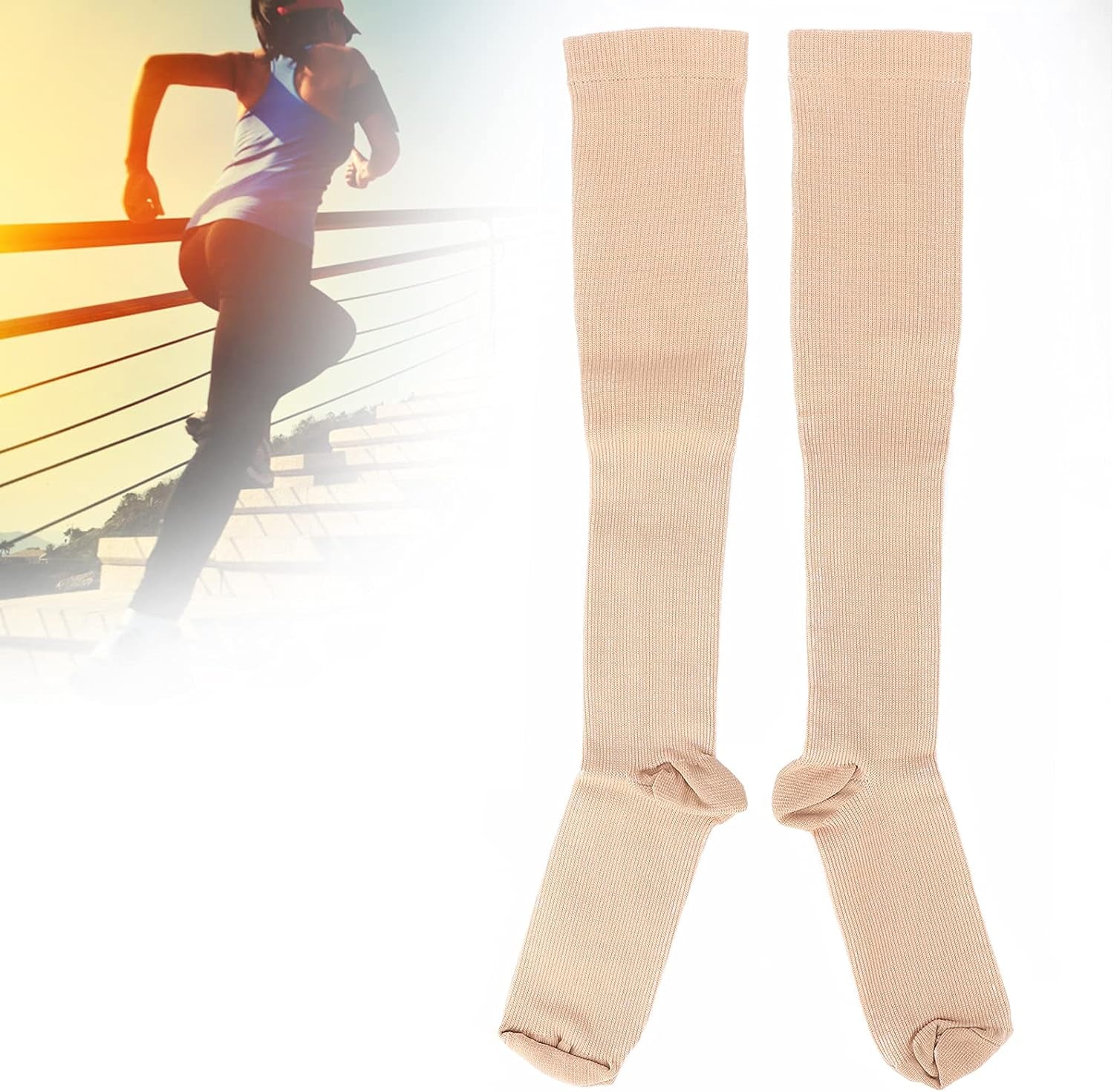 Shanrya Unisex Compression Stockings, Pressure Socks Soft Skin‑Friendly Not Grind Feet Breathable for Outdoor Sports for Walk