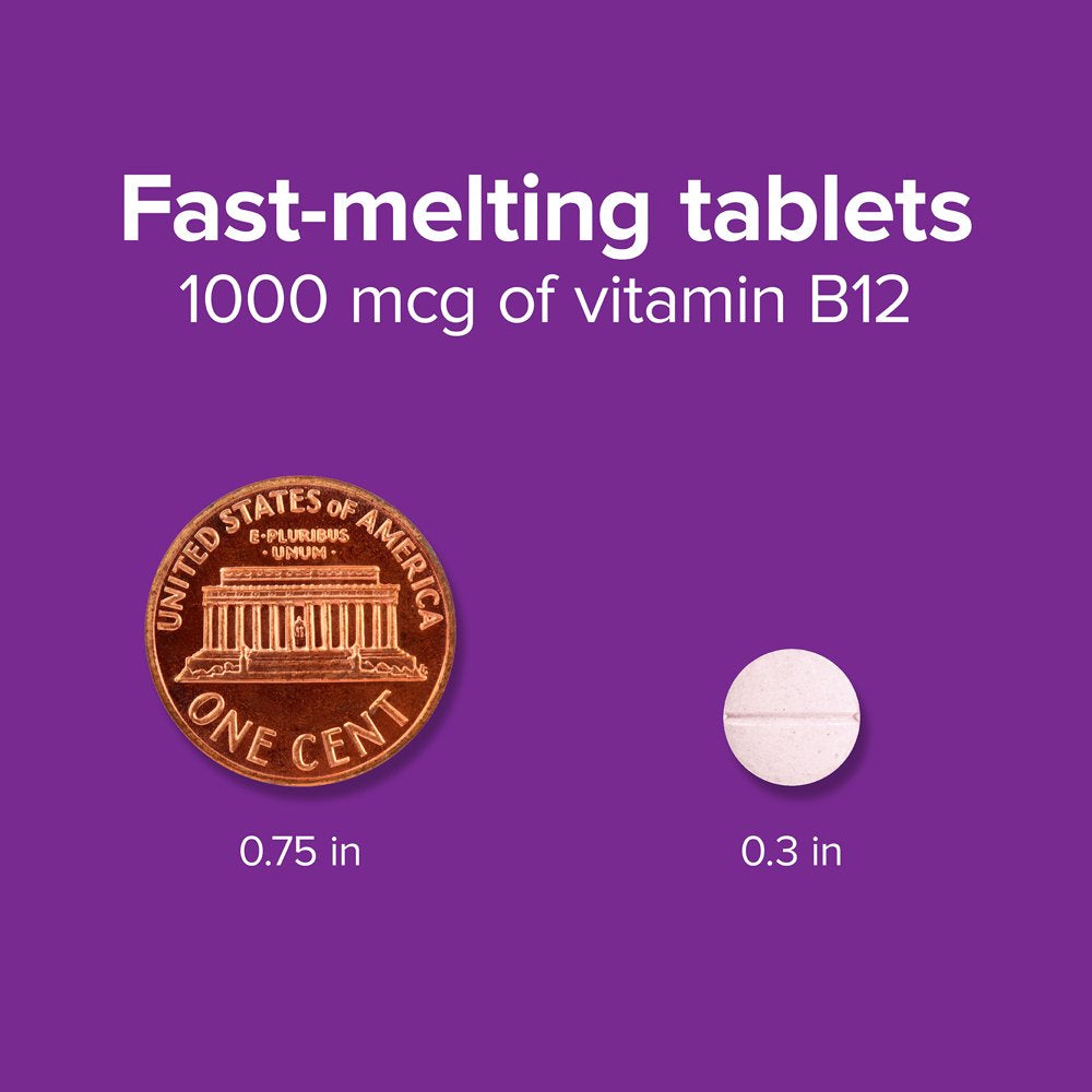 Webber Naturals Vitamin B12 1,000 Mcg, 150 Fast-Melting Tablets, Supports Energy Production and Metabolism, Gluten Free, Non-Gmo, Vegetarians